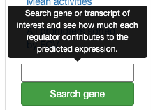 Search box for searching gene or transcript or promoter
