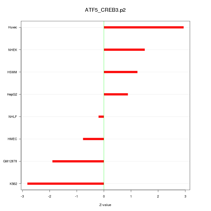 Sorted Z-values for motif ATF5_CREB3.p2