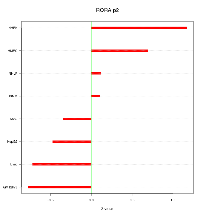 Sorted Z-values for motif RORA.p2