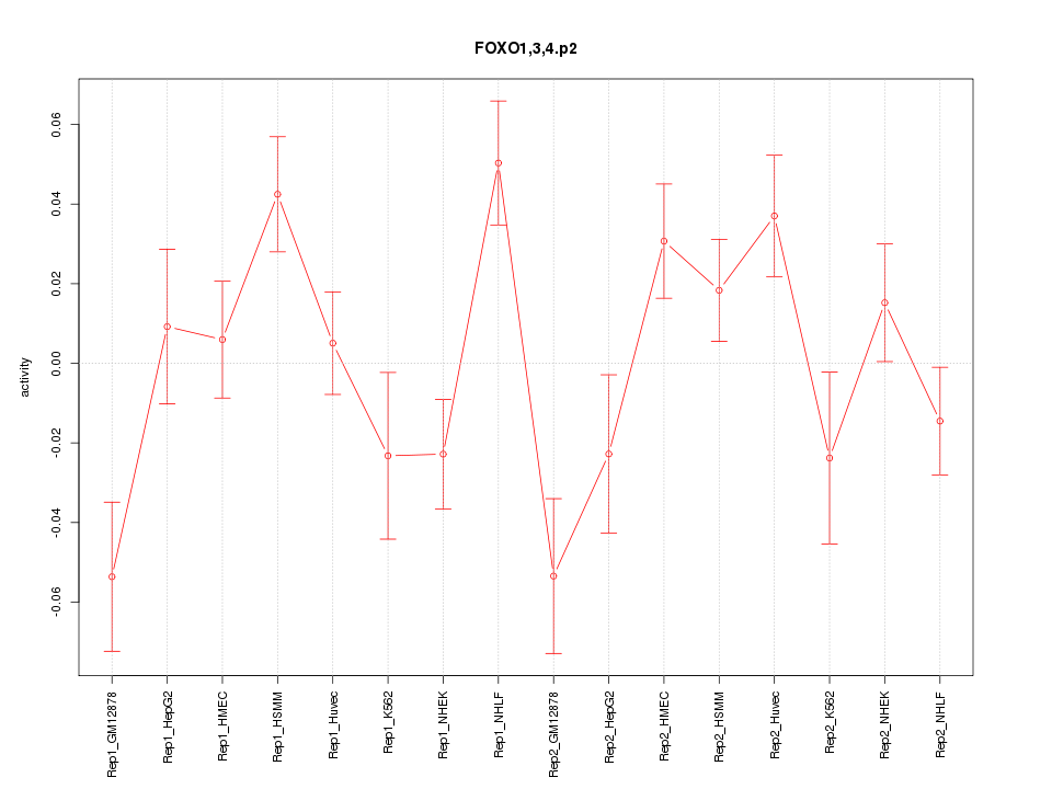activity profile for motif FOXO1,3,4.p2