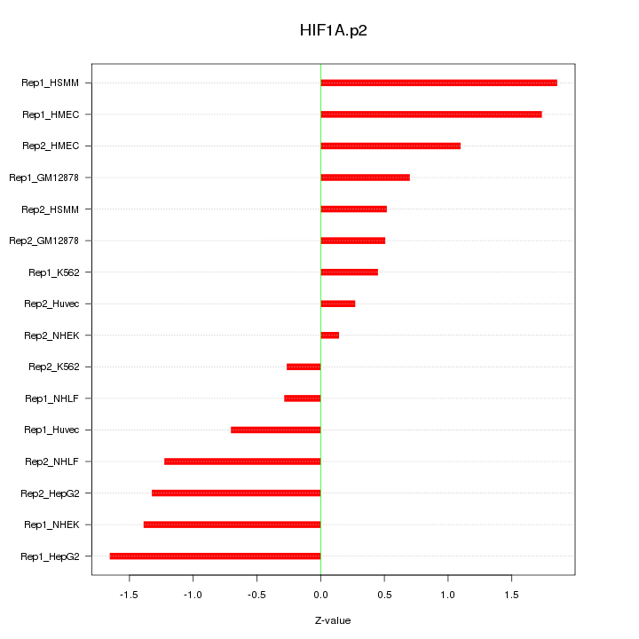 Sorted Z-values for motif HIF1A.p2