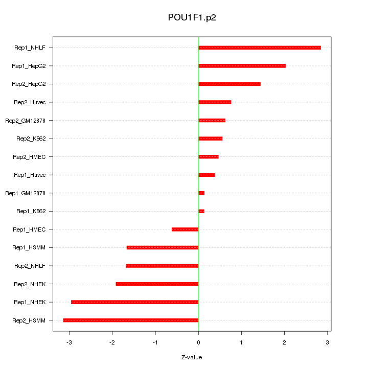 Sorted Z-values for motif POU1F1.p2